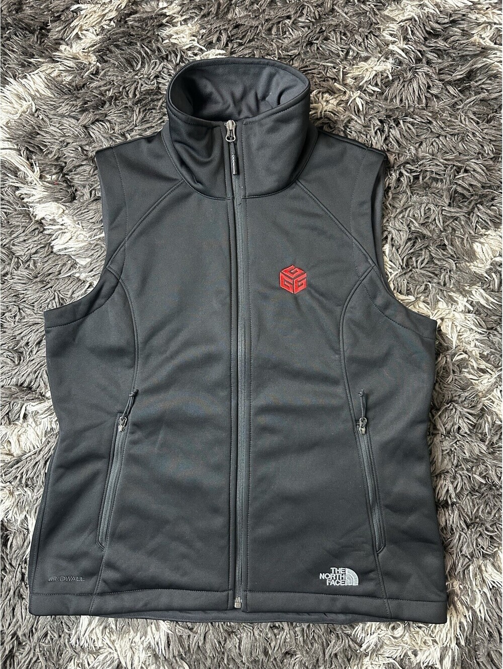 The North Face Windwall Vest Womens Medium Black Full Zip Softshell GGG Logo